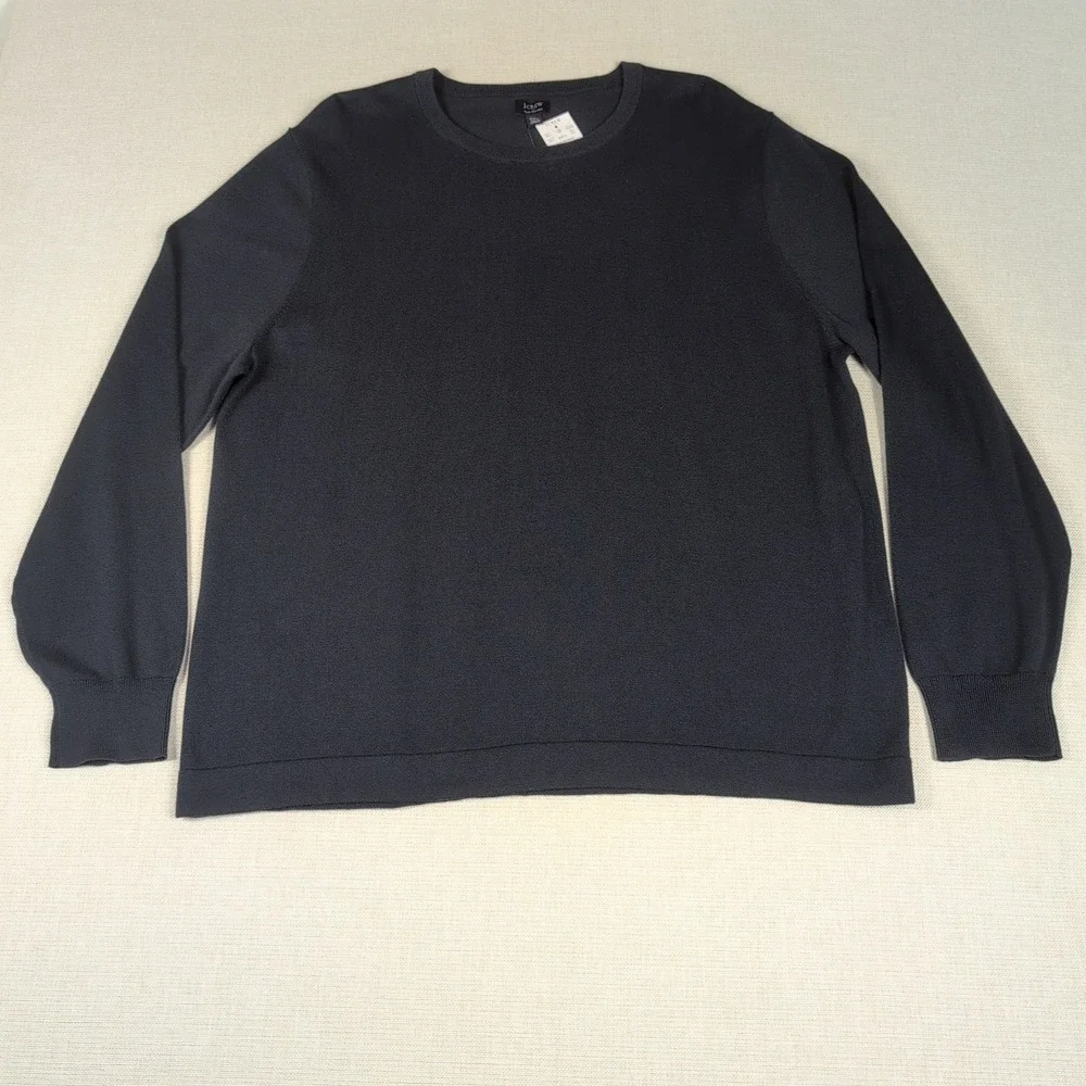 J.Crew Cotton Crewneck Sweater XXL Navy Blue Minimalist Classic Preppy NWT